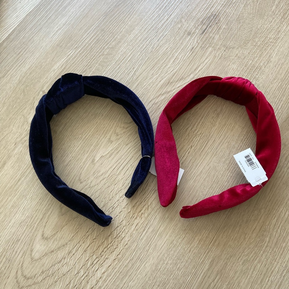 NWT Velvet Headband Set in Navy and Red